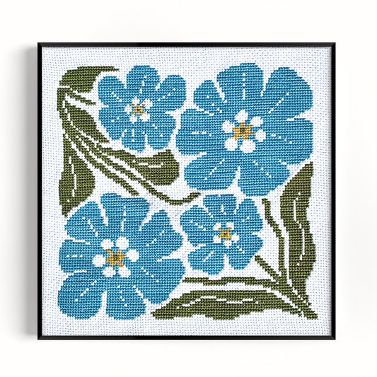 FORGET ME NOT learn to cross stitch kit