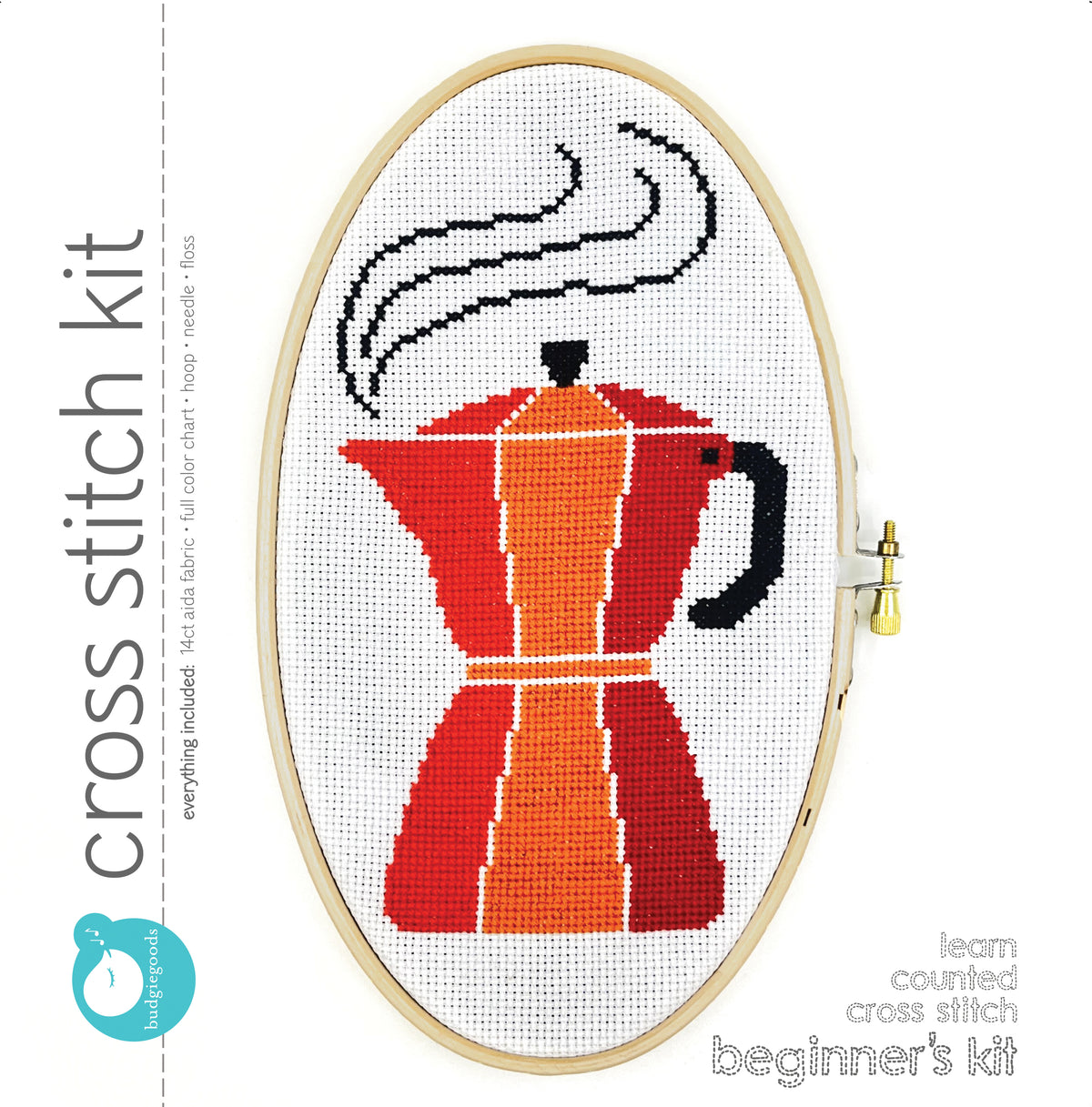 MOKA POT learn to cross stitch kit