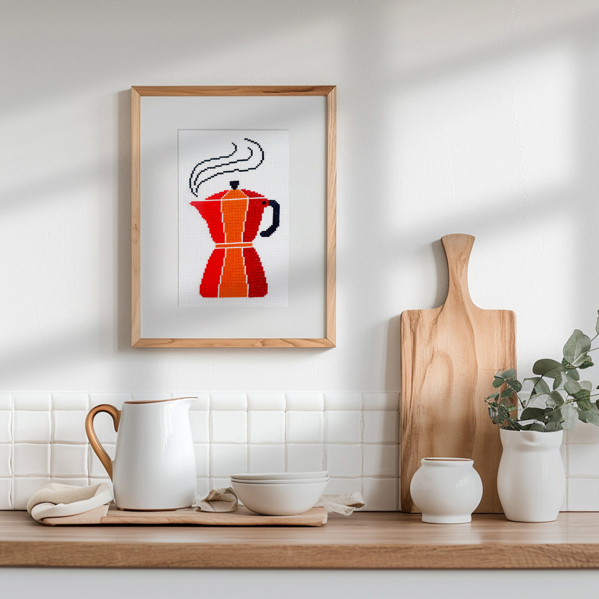 MOKA POT learn to cross stitch kit