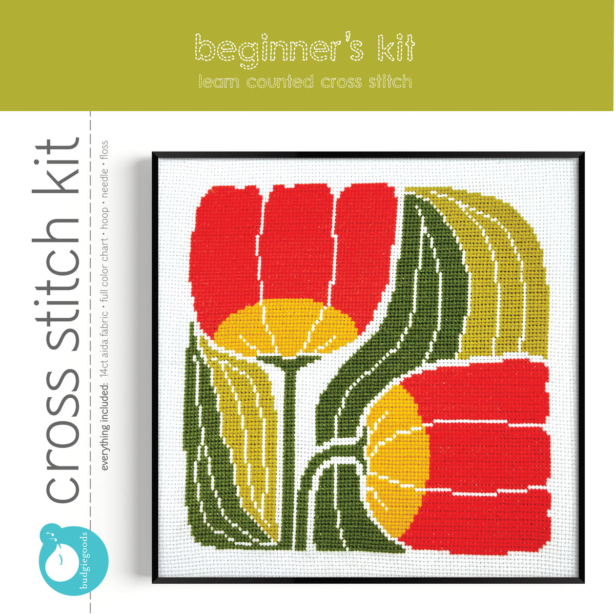 TWIN BLOOMS learn to cross stitch kit