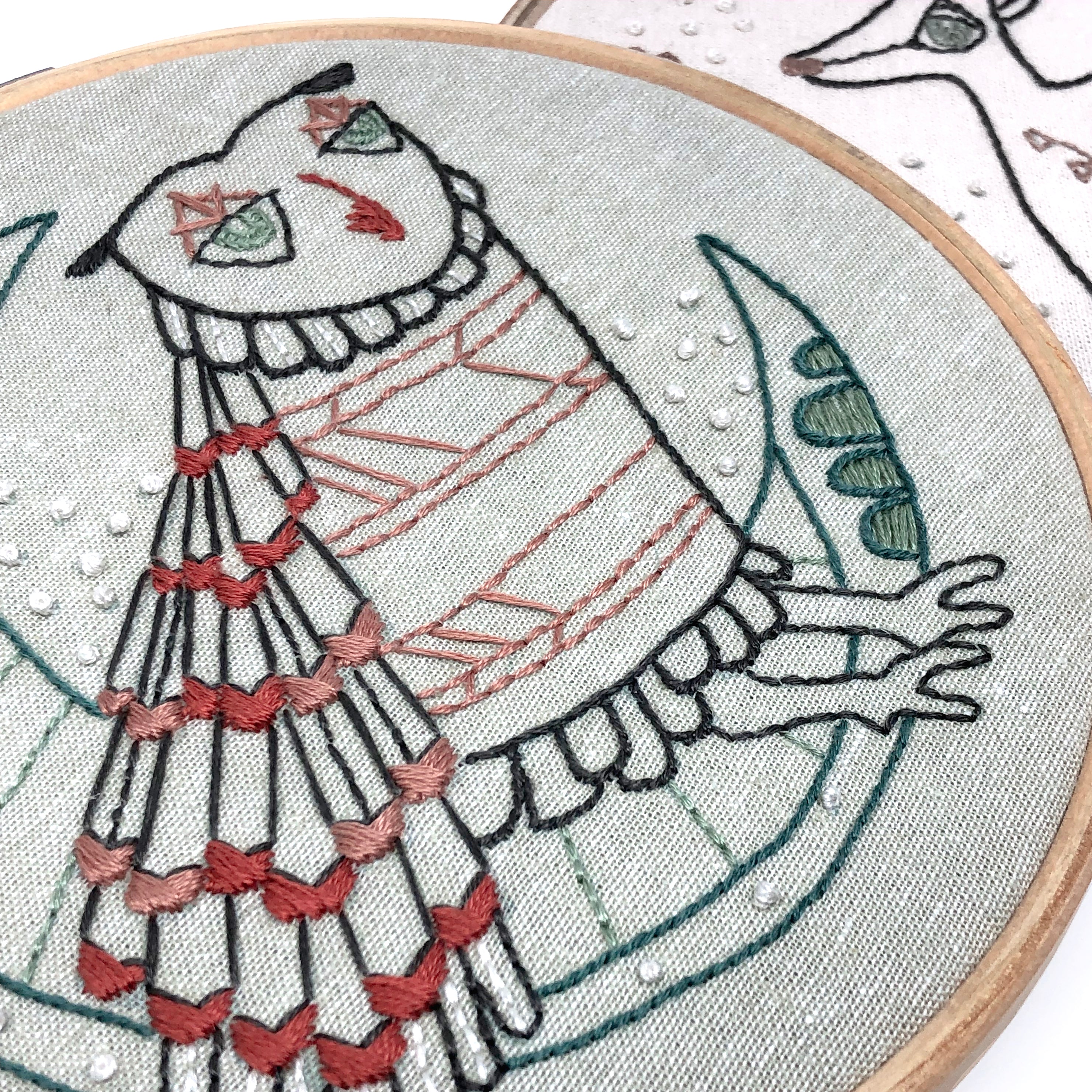 Owl embroidery kit